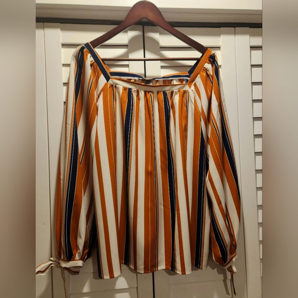 Striped long sleeve blouse